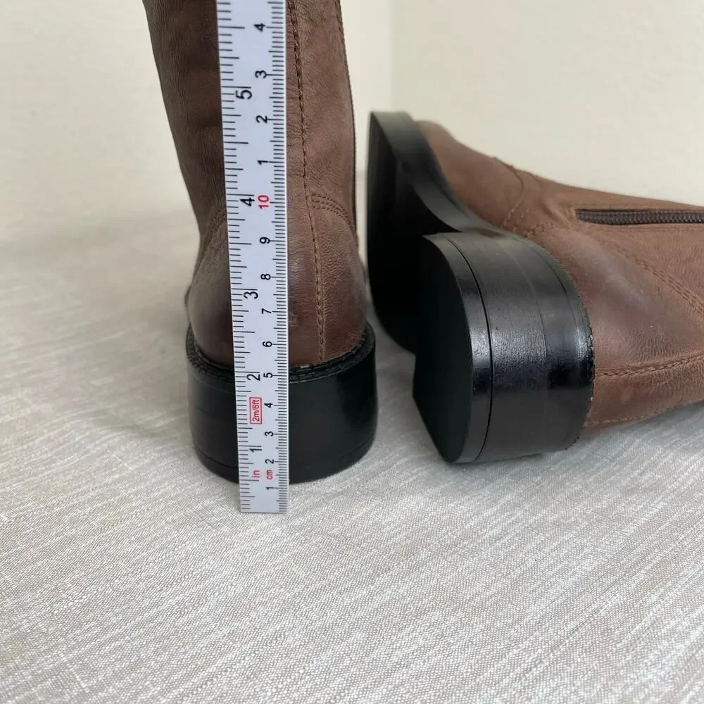 ZARA Women Brown Distressed Combat Boots Lace Up Lug Sole Size 34